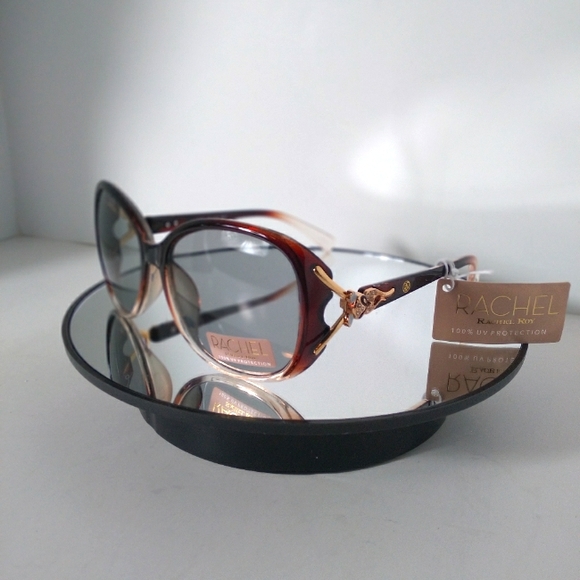 RACHEL Rachel Roy Accessories - RACHEL ROY Brown Round 100% UV Protection Sunglasses w/Gold Sunglasses Case